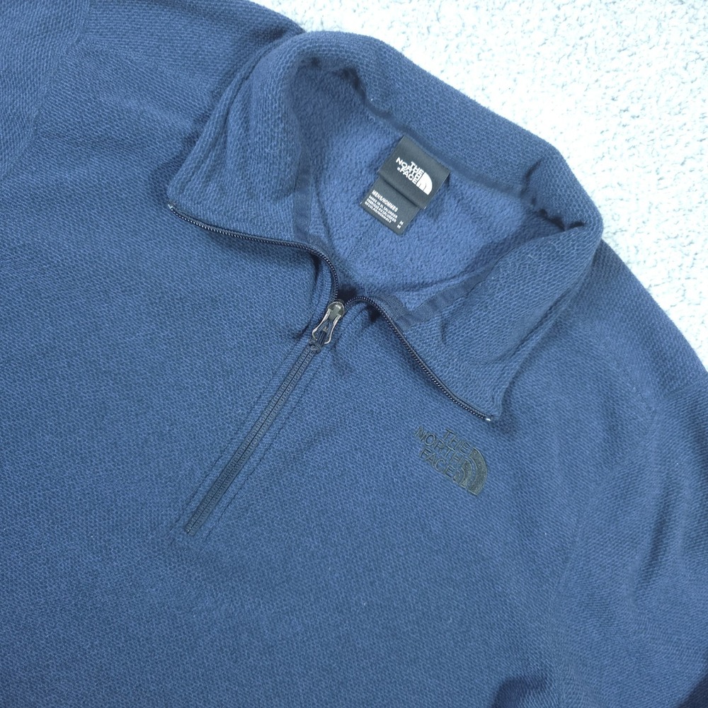 North Face Sweater Mens MD Blue Fleece Outdoor Pullover Zip Sweatshirt Hiking